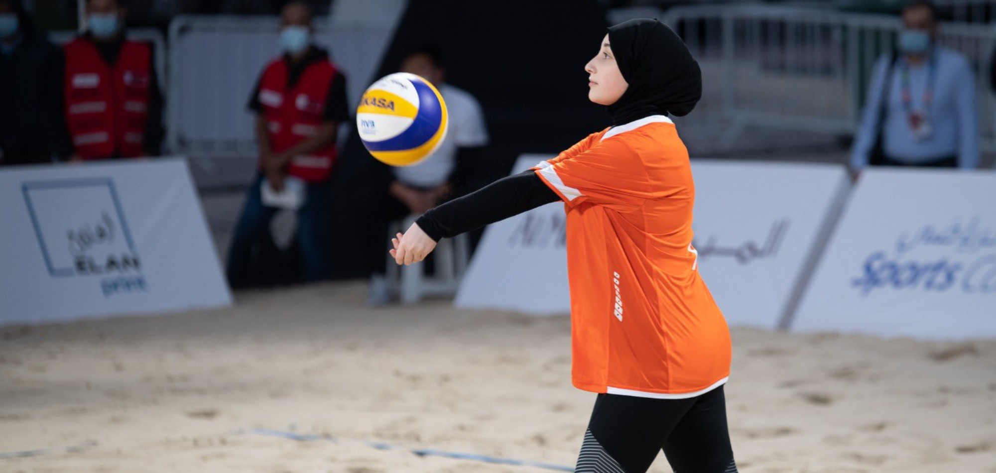 Al Shaqab dominate Msheried Ladies in straight set to reach the quarterfinals of the QOC Beach Games