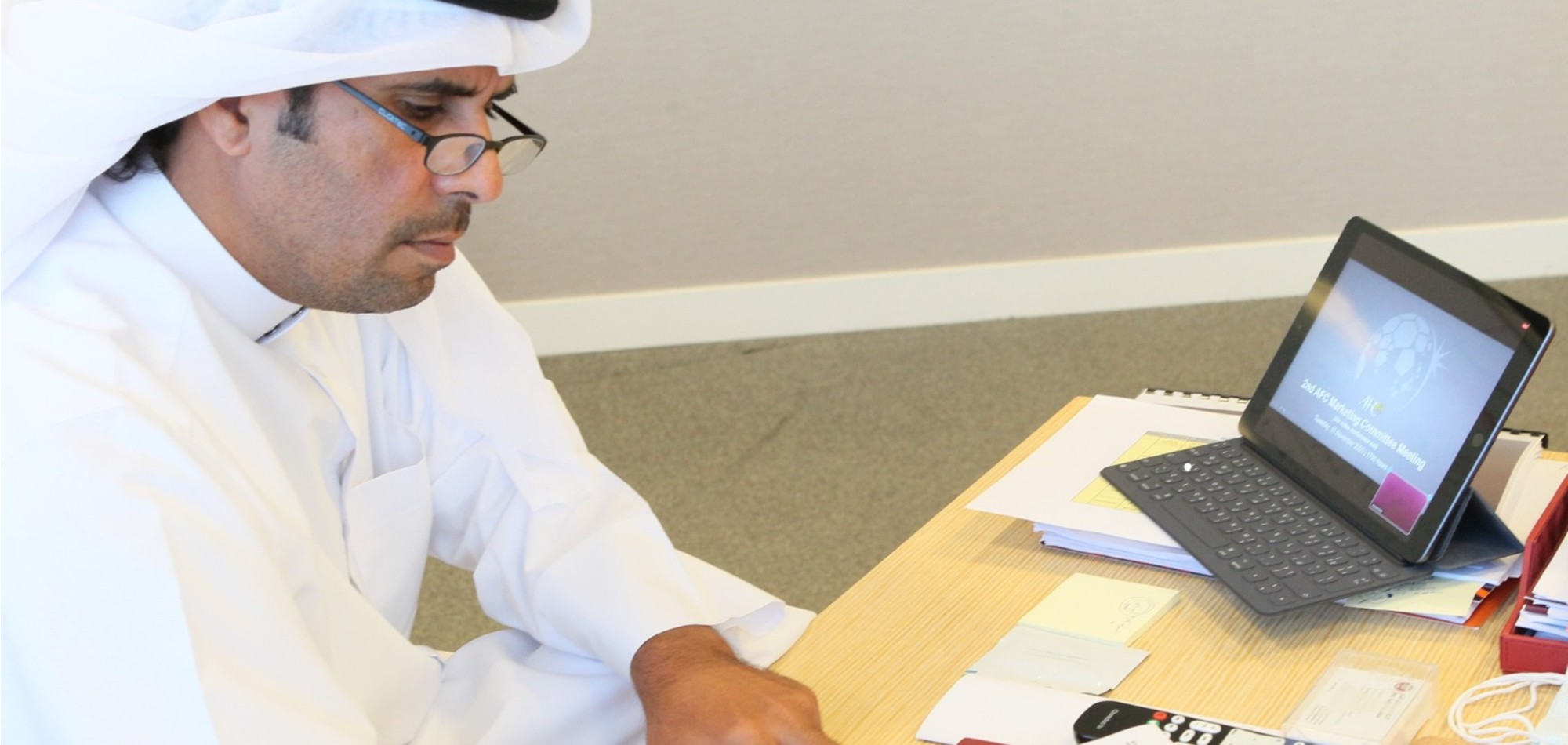 Al-Kuwari Takes Part in WAFF Media & Marketing Committee Meeting 