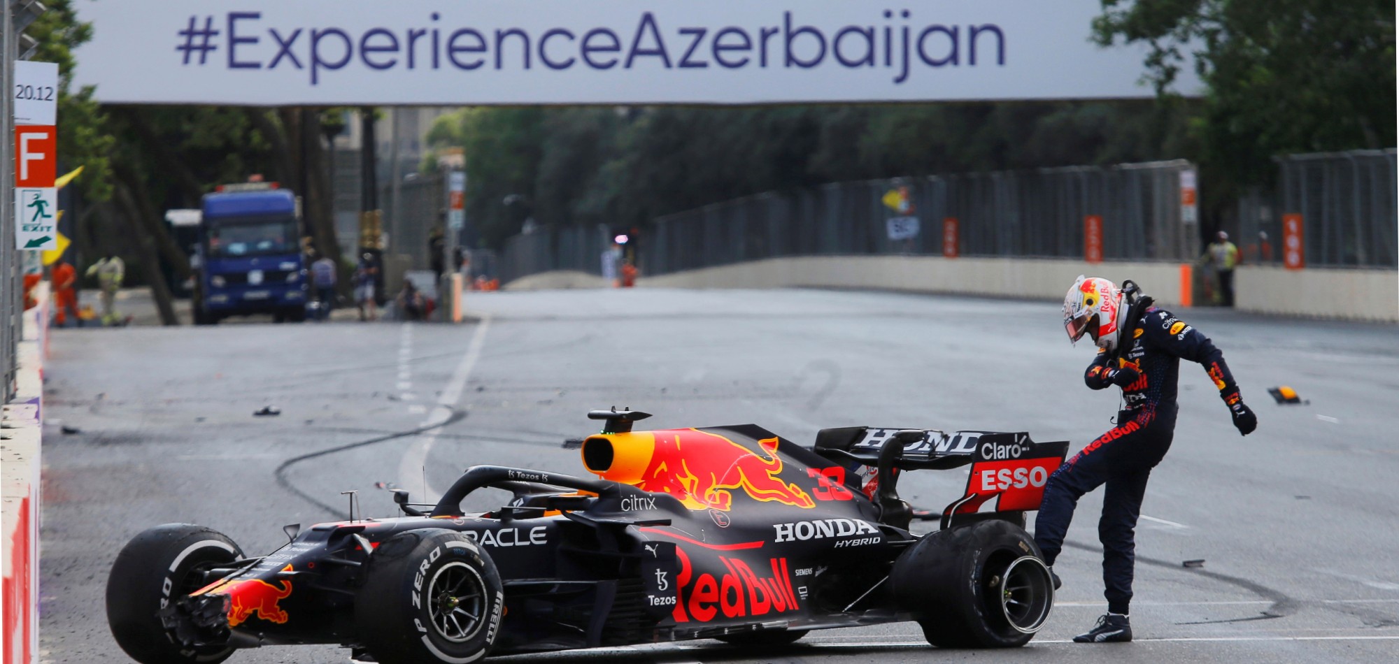 Azerbaijan Grand Prix: Sergio Perez wins after Max Verstappen high speed crash