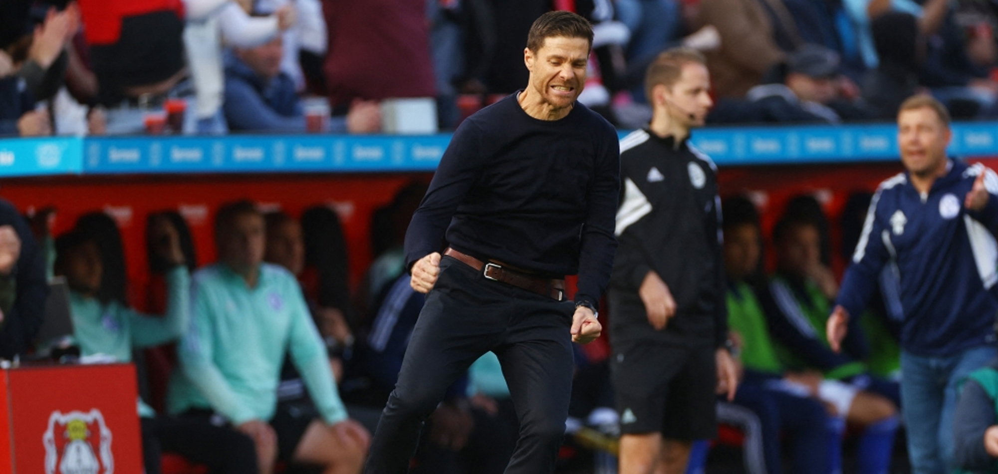 Xabi Alonso celebrates 4-0 win on Leverkusen coaching debut