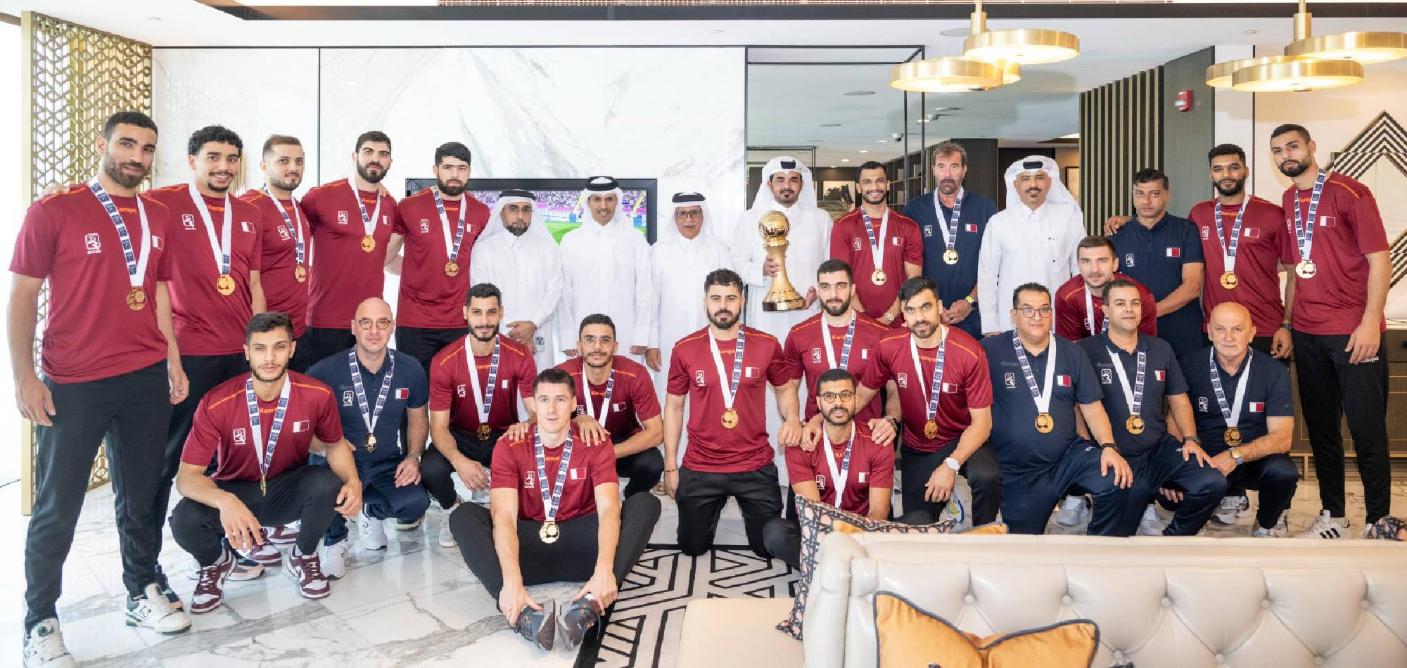 Sheikh Joaan Hosts Qatar Handball Team in Kuwait Following Historic Arab Cup Victory