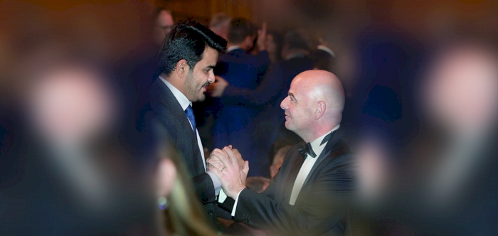 SHEIKH JOAAN MEETS FIFA PRESIDENT AT FIFA AWARDS CEREMONY IN LONDON