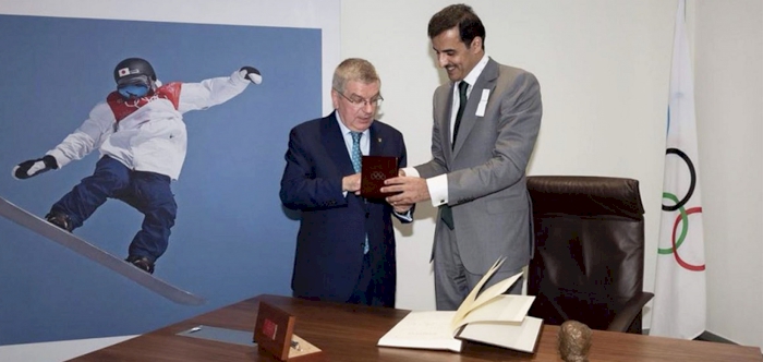 HH THE AMIR MEETS PRESIDENT OF THE INTERNATIONAL OLYMPIC COMMITTEE