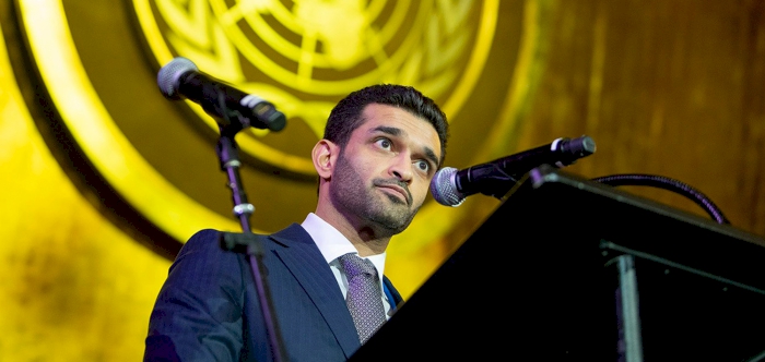 Hassan Al Thawadi addresses delegates at United Nations Day