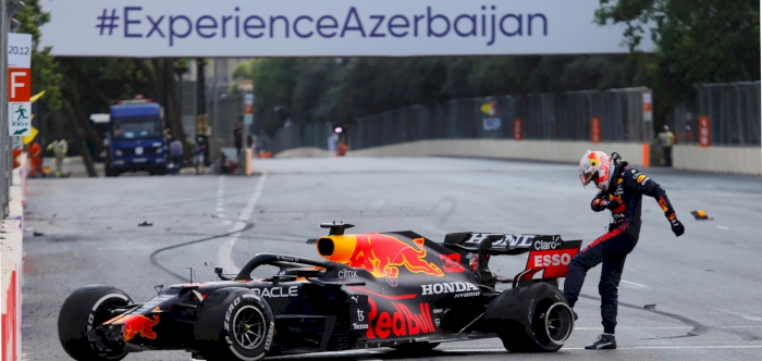 Azerbaijan Grand Prix: Sergio Perez wins after Max Verstappen high speed crash