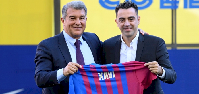 XAVI UNVEILED AS BARCELONA COACH TO FANS AT CAMP NOU