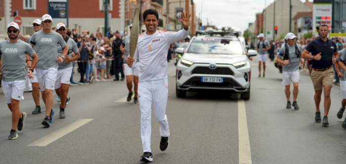 PSG President Al Khelaifi participates in Olympic torch relay