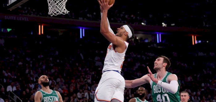 The New York Knicks defeated the Boston Celtics 119-81 on Friday to eliminate the defending NBA champions from the playoffs