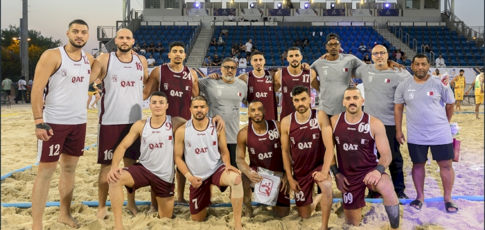 Qatar beach handball team line up for Asian Games in China